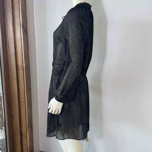 Lauren Ralph Lauren Woman's Black & Tan Semi Sheer Chiffon Pattern Dress Size 10 - Picture 5 of 14
